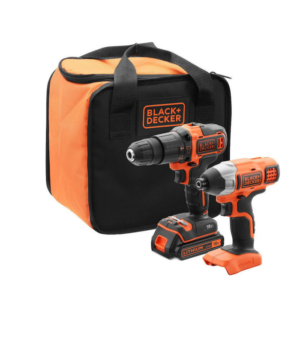 Black & Decker Σετ Κρουστικό Δραπανοκατσάβιδο & Παλμικό Κατσαβίδι 18V με 1 Μπαταρία 1.5Ah και Θήκη BCK21S1S